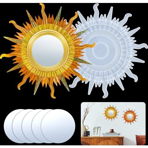 XMCH Crystal Epoxy Resin Mold Sun Mirror Wall Decoration Silicone DIY Mold Hanging Ornaments Casting Silicone Mould Crafts