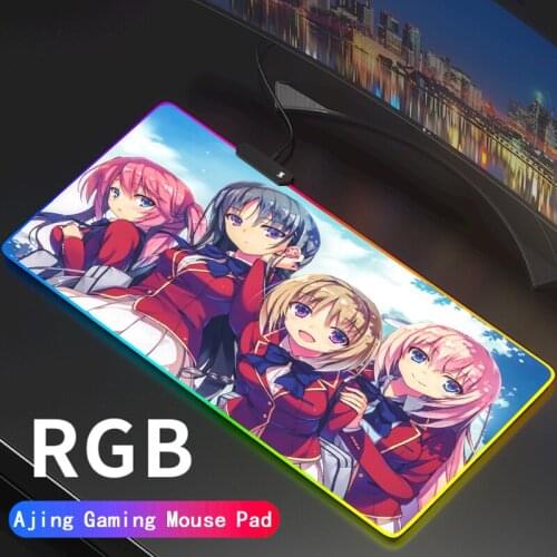 Japan Big Breast Anime Sexy Girls RGB Large Mouse Pad Led Mousepad Backlight Surface Mause Pad Keyboard Desk Mat Support DIY
