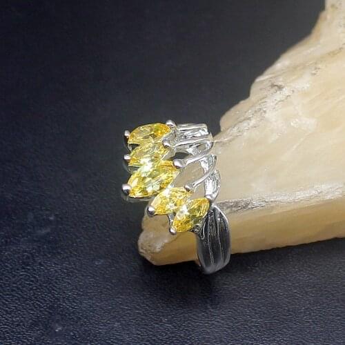 Gemstonefactory Jewelry Big Promotion Single Unique 925 Silver Yellow Citrine Dazzling Women Men Gifts Rings 6.5# 20213091