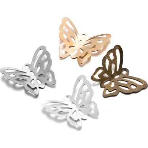 100Pcs/Lot 17x21mm Metal Hollow Butterfly Connectors Charm for DIY Necklace Jewelry Making Findings Accessories Supplies