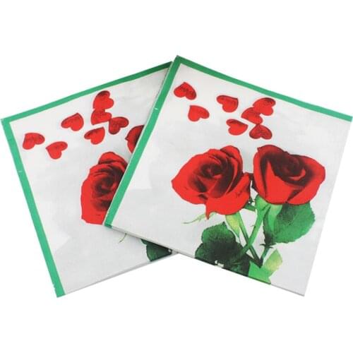 20pcs/lot 33*33cm Color Printed Napkin Paper Flower Napkin Birthday Wedding Anniversary Days Party Paper Towel Decoration