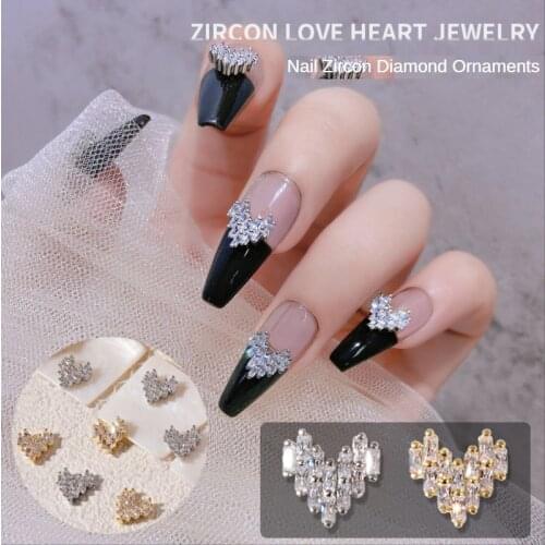 2021 Nail Gems Diamond Jewelry, 8x8mm Ultra-flash Heart-shaped Zircon Charms 3d Nail Art Decoration Manicure Accessories#SZ06