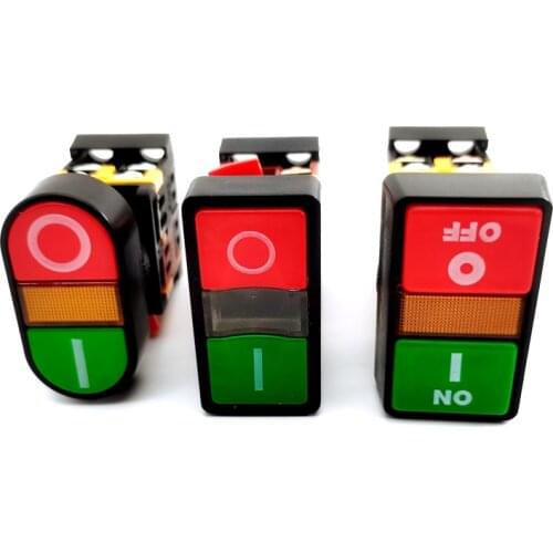 22mm/25mm/30mm ON/OFF START STOP NO/NC APBB-22N/AS-22N/PPBB-30N Momentary Double Head Push Button Switch with Light 12V 24V 220V