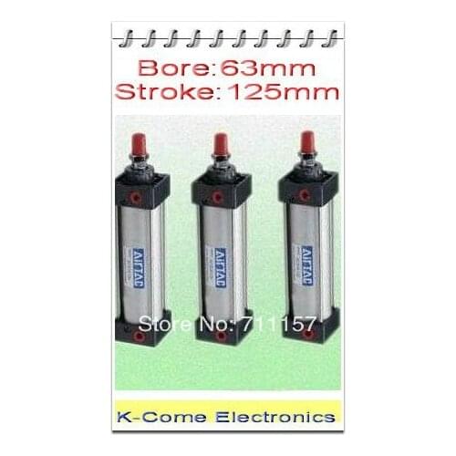 3/8" Port 63mm Bore 125mm Stroke Standard Pneumatic Air Cylinder With Cushion SC 63X125 Adjustable Air Cylinders