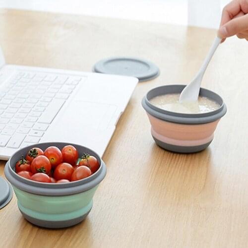 3 Pcs/Set Folding Bento Collapsible Bowls Foldable Bowl With Cover Lunch Container Box Dinnerware Portable Outdoor Tableware Set