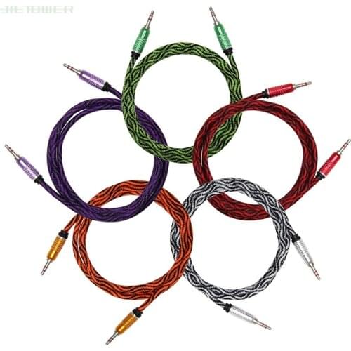 30pcs Thick Python Crocodile Pattern Snake Skin Audio Cable Extension Hi-Fi Stereo Headphone 3.5 Jack Cables for MP3 Player Car