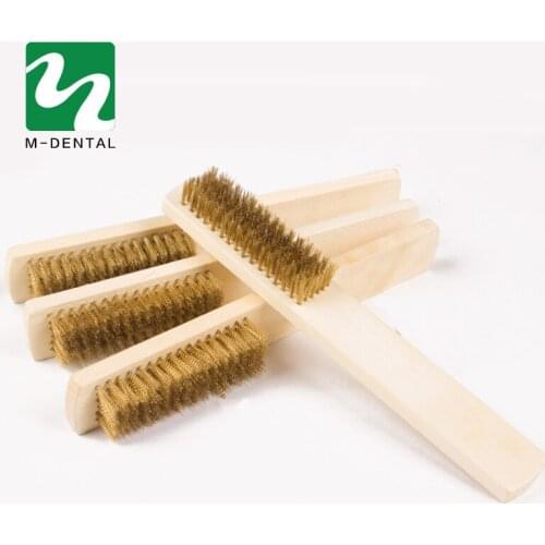 4 PC Dental Material Copper Brush With Wooden Handle For Clean Dental Burs And Dental Product Free Shipping