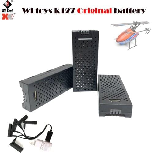 Original Wltoys K127 Battery 3.7V 400mAh 20C RC Helicopter Battery Life With USB Charger For XK K127 RC Helicopter Parts