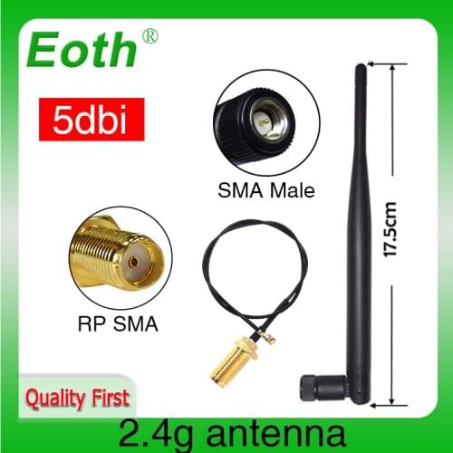 2.4Ghz Wifi antenna 5dbi SMA Male connector Omni-Directional 2.4G antenne Router wi fi Antena +21cm RP-SMA Male Pigtail Cable