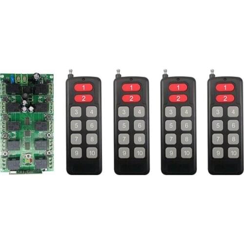DC 12V 10A 10CH 10 channel RF Wireless Remote Control system Receiver+Transmitter Individual learning code Garage Doors/shutters