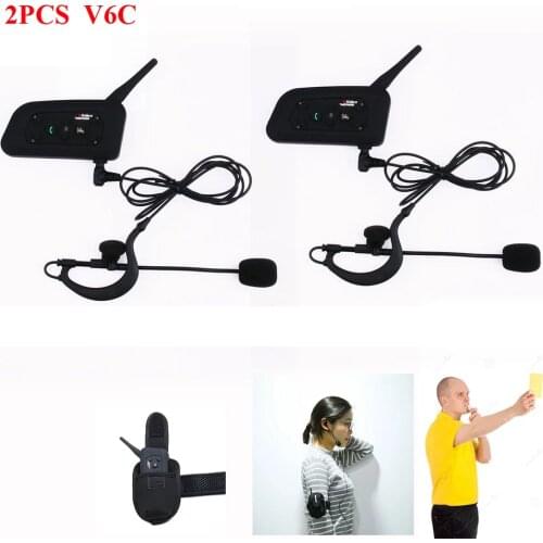 2pcs Vnetphone V6 Referee Intercom 2-Way Bluetooth Intercom 1200m Headset with Earhook Earphone for Football Referee Judge