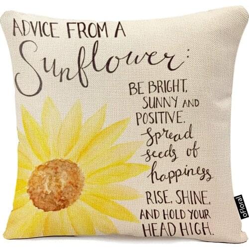 OFloral Decorative Advice from A Sunflower Print Throw Pillow Cases for Sofa Bedroom Pillow Covers Gift Household Pillowcase