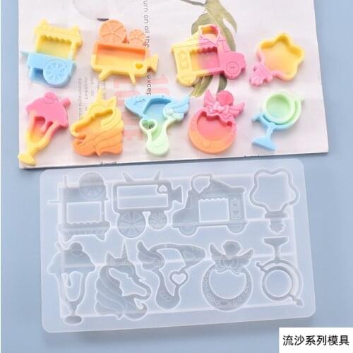 DIY Crystal Jewelry Silicone Mold Cartoon Sand Series Shaker Mold UV Epoxy Resin Mold For Key Chain Pendant Craft Jewelry Making