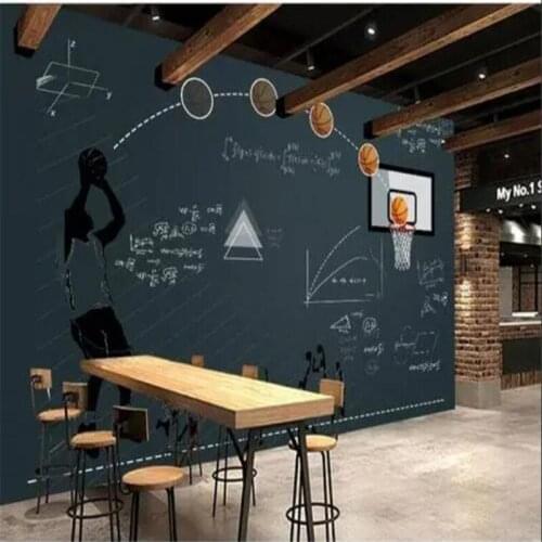 Basketball blackboard function restaurant bar large mural 3D wallpaper bedroom backdrop painting three-dimensional 3D wallpaper