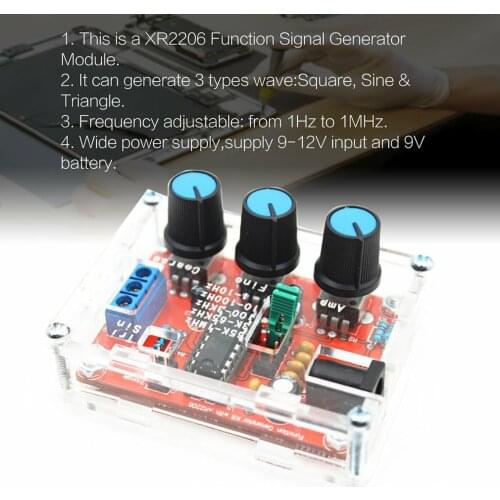 XR2206 Function Signal Generator DIY Kit Sine/Triangle/Square Output Signal Generator Adjustable Frequency Amplitude