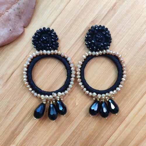 Exquisite hand-woven long pendant earrings Bohemian Korean geometric Crystal Drop oorbellen for women Statement Jewelry Wholesal