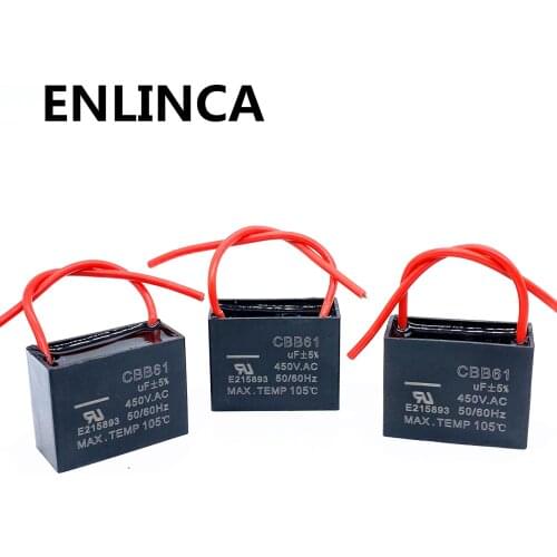 CBB61 450V 1uF~6uF Terminal Ceiling Fan Motor Running Rectangle Capacitor