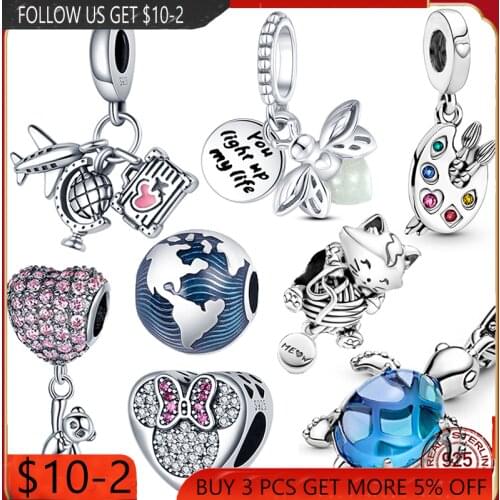 HOT 925 Sterling Silver Firefly Airplane And High Heels Beads Charms Fit Original Pandora Bracelet Bangle For Women Jewelry Gift