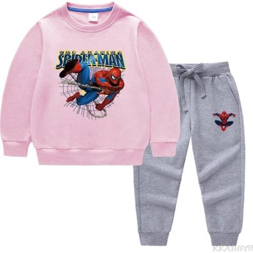 Disney Spiderman Fashion color clothes kids hoodie + pants sets girls Hoodies baby boys jogger set new years outfit