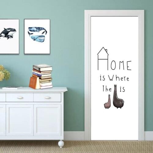 Cartoon Alpaca Home Door Decor Posters Self Adhesive Removable Wallpaper Mural For Kids Room Bedroom Entrance Decorative Decals