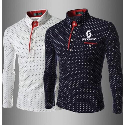 Mens for scott Shirt Printed T Shirt Summer lapel Mens long Sleeve Casual Fashion Cotton male Tops Cloth sc1