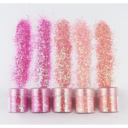 3D Mixed Hexagon Pink Series Mermaid Nail Sequin Powder Dust Sets Glitter Sequins Flakes Manicure Decoration Nail Art Tips 10ml