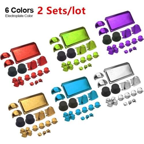 2 Sets Chrome Plating Dpad R1 L1 R2 L2 Direction Key ABXY Button For Playstation 4 PS4 Pro Slim Controller JDM-040 JDS 040 4.0