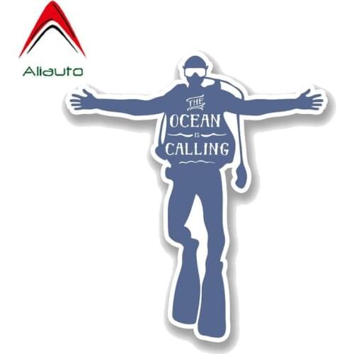 Aliauto Scuba Diver Fun Diving Car Sticker Auto Accessories PVC Decal for Tesla Chevrolet Lacetti Cruze Skoda,14CM*15CM