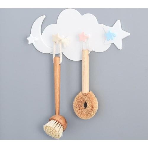 Cloud Moon Star Wall Mount Hook Clothes Brush Storage Hanger Door Back Holder Craft