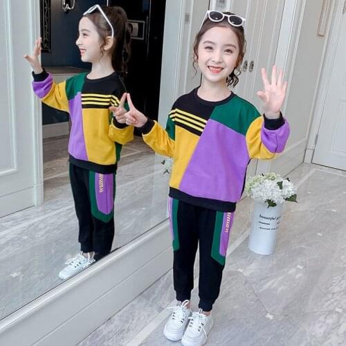 Teenage Girls Clothes Children Clothing Set Cotton Sweatshirt + Pants Two-piece Casual Sequins Kids Girls Clothes Suit