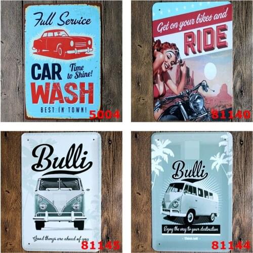 Full Service Car Wash Time To Shine Best In Town Vintage Metal Signs Ride Autobike Bus Popular Poster for Garage Wall Decorative