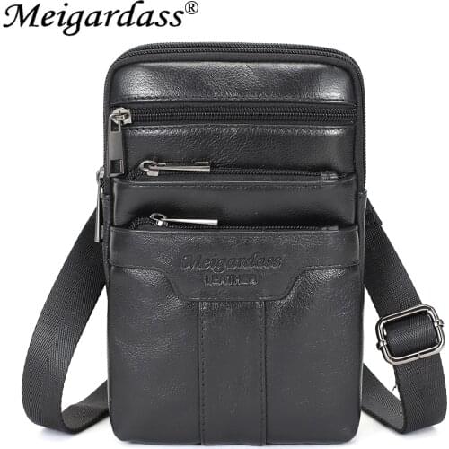 Genuine Leather Belt Waist Bags Small Fanny Pack Men Travel Shoulder Crossbody Bags for Male Coin Purse Phone Pouch Bag