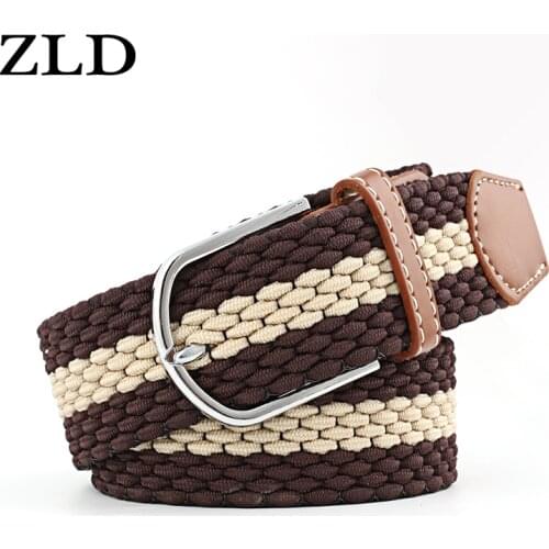 ZLD Newest Luxury Gentleman BeltWithout Holes Mens Elastic Reversible Belt With Mixed Color Stretch Woven Canvas womens Belt