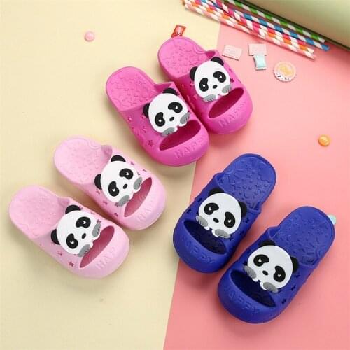 Cute Panda Cartoon Children Slippers Baotou Toe Protection for Boy Girl Shoes Non-slip Anti-collision Breathable Kids Flip Flops