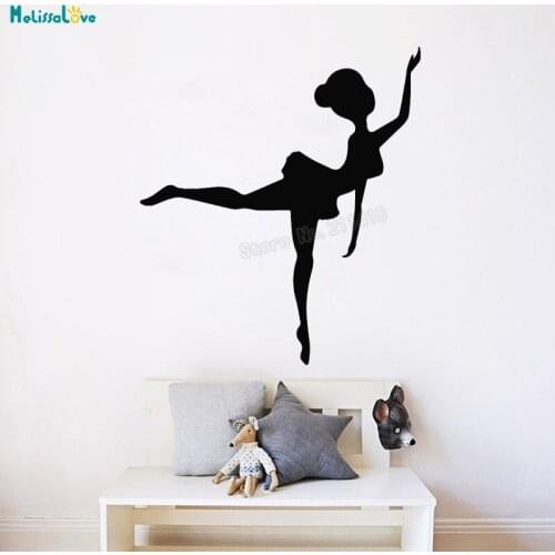 Ballerina Silhouette Vinyl Wall Sticker Lovely Decal Home Decor For Living Room 3d Self-adhesive Art Murals Cute Gift YT488