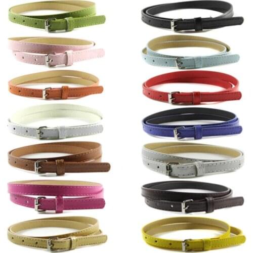 Sweetness Women Faux Leather Belts Candy Color Thin Skinny Waistband Adjustable Belt z1