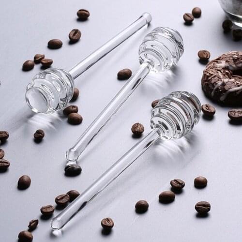 1pcs Glass Honey Spoon 15cm Long Handle Kitchen Gadget Honey Jar Coffee Stirring Bar Stick Syrup Dispenser Kitchen Accesoires #L