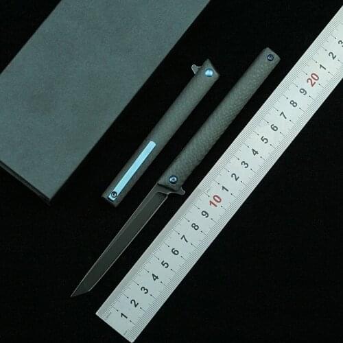 Magic pen folding knife M390 blade CF/titanium alloy handle outdoor camping hunting survival kitchen knife fruit knife EDC tool