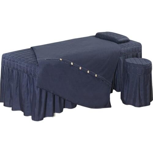 High Quality 4pcs Beauty Salon Bedding Sets Massage Spa Thick Bed Linens Sheets Bedspread Button Pillowcase Duvet Cover Set