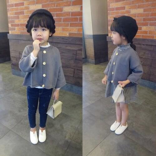 High Quality 2020 Spring Fall Girls Grey All-Match Knitwear Female Baby Kids Cotton Knitted Sweater Blouse Children Clothes X309
