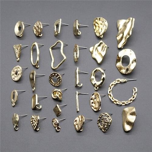 WYSIWYG 10pcs Earrings Studs Accessories Jewelry Findings & Components Earring Accessories Golden Distorted Earrings Base Studs