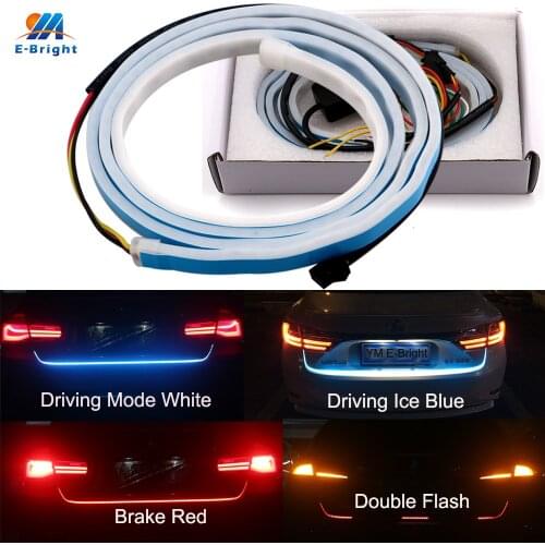 YM E-Bright 1Set 120CM 150CM 335 LED Car Styling Dynamic Streamer Turn Tail Trunk lights LED Warning Light Ice Blue White +Red