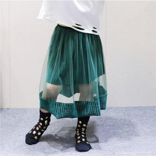 Spring Summer Skirt for Baby Girl Kids Long Korean Lace Mesh Skirts Children Princess Party Pleuche Tulle Skirt 2 3 4 5 6 7 Year