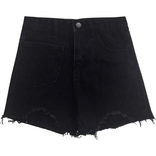 ZG1200 2020 spring and summer new women fashion black cowboy wide leg loose casual rough edge hot denim shorts cheap wholesale