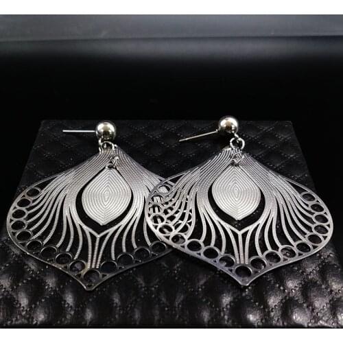 Big Flower Stainless Steel Silver Color Stud Earings Women Fashion Jewelry Women Earing Jewelry boucle d'oreille femme E612180
