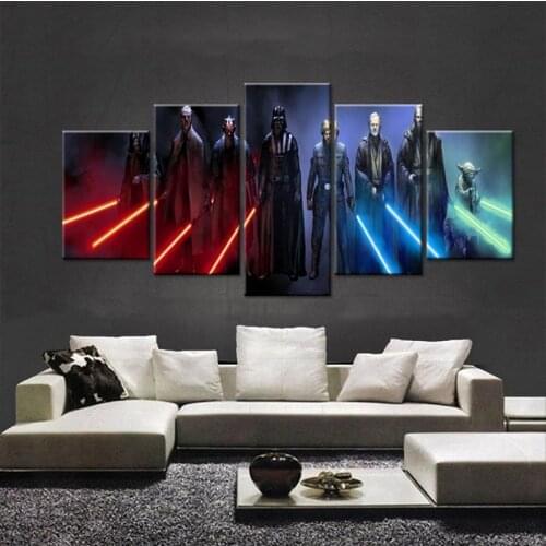 Star Wars 5 Piece Canvas Painting Jedi Wall Art Posters and Prints for Living Room Home Decor Poster 5 Panel Print Wall Hanging