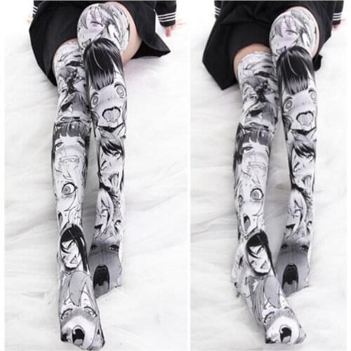 Anime Thigh High Sock Caricature Cartoon Figure Printing Stocking Cosplay Costumes Accessories TuiWa Fancy Socks Velvet 1 pair