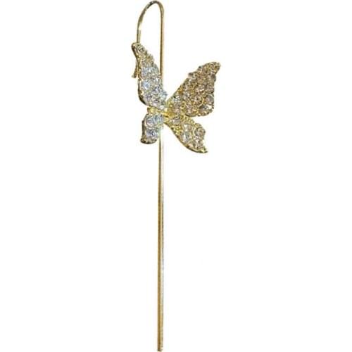 1Pc Women Ear Wrap Crawler Rhinestones Flower Butterfly Piercing Ear Cuff Hook Earring for Party