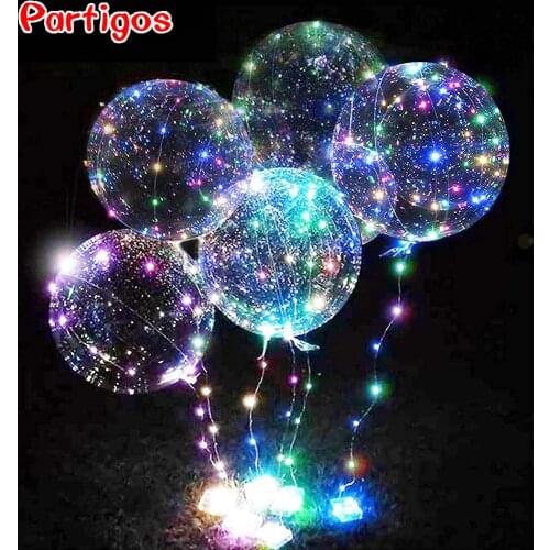10pcs=(5pcs 18/24inch Transparent Bubble Balloon+ 5pcs Colorful 3M Led String Light )Wedding Birthday Christmas Party Decoration