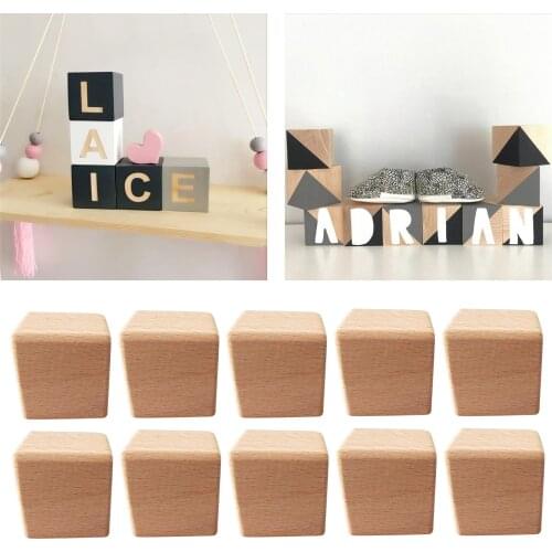 10pcs Mini Wooden Cubes Square Blocks Baby Puzzle Making Wooden Craving Painting for Crafts DIY Projects Kids Hobbies Toys